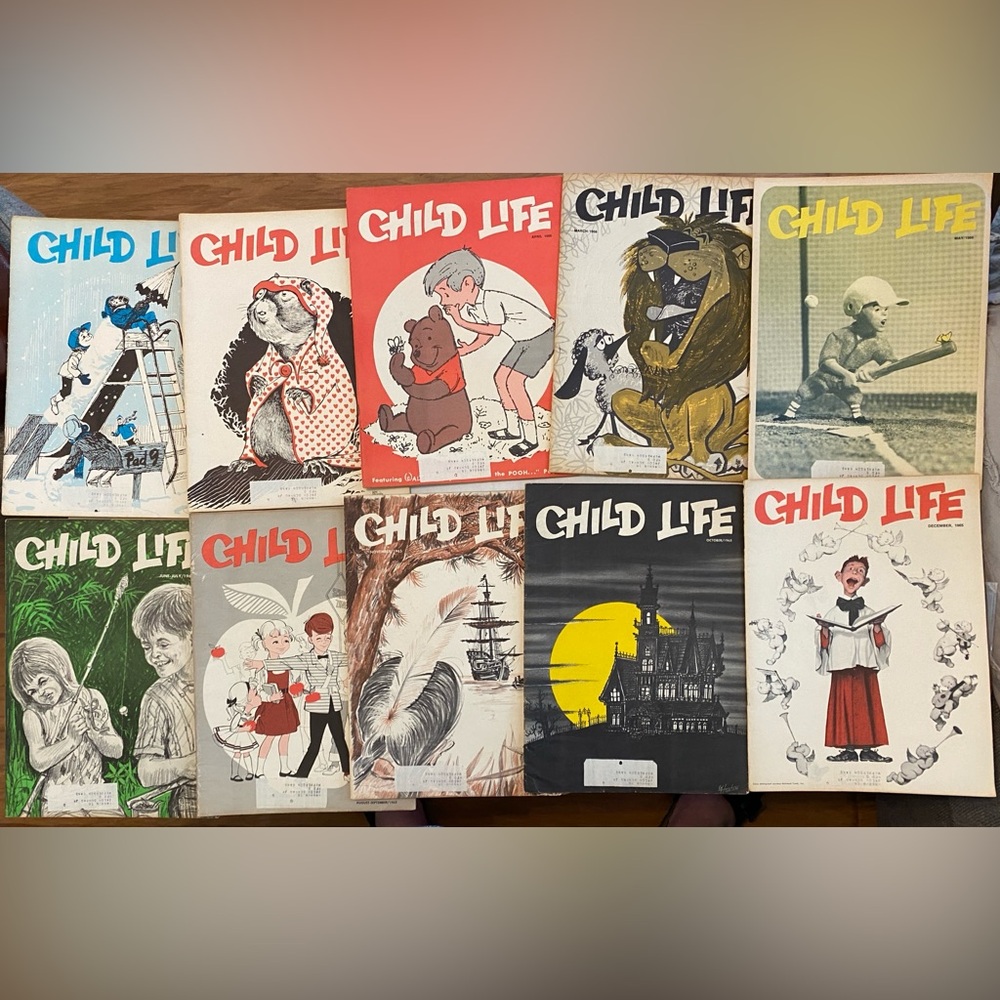 Vintage 60s Child Life Magazine Activity Book Lot Winnie The Pooh Halloween Xmas